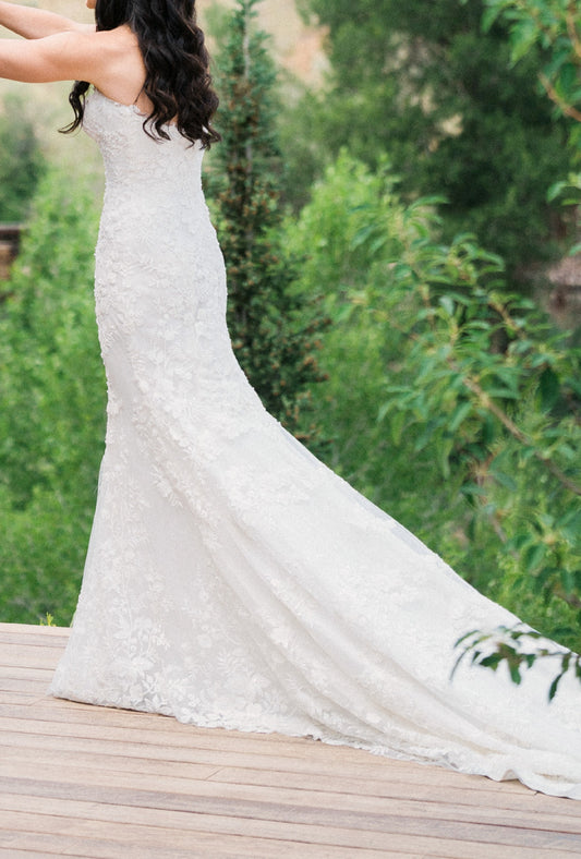 C2023-SF529 - strapless sweetheart beaded lace & embroidered wedding gown