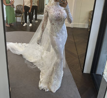 C2023-LSM5K - robe de mariée modeste ajustée en dentelle perlée à manches longues