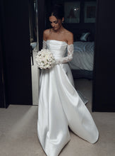 C2023-BG40L - vestido de novia formal sin tirantes con mangas de encaje desmontables