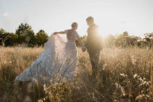 C2023-SS53A - short sleeve v-neck a-line wedding gown