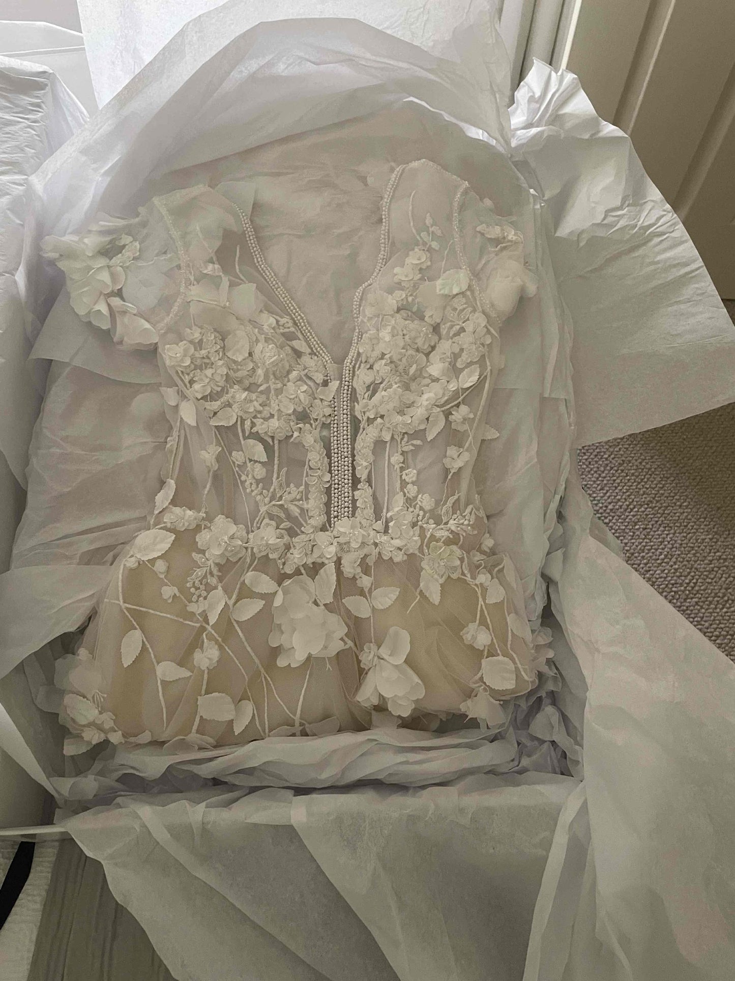 C2023-SS53A - short sleeve v-neck a-line wedding gown