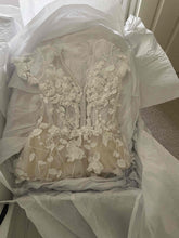 C2023-SS53A - short sleeve v-neck a-line wedding gown