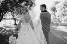 C2023-SS53A - short sleeve v-neck a-line wedding gown