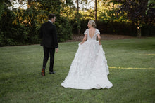 C2023-SS53A - short sleeve v-neck a-line wedding gown
