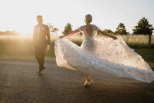 C2023-SS53A - short sleeve v-neck a-line wedding gown