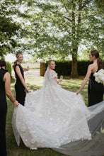 C2023-SS53A - short sleeve v-neck a-line wedding gown