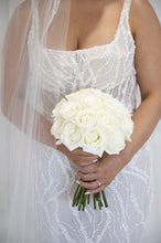 C2023-SN654 - sleeveless scoop neck beaded wedding gown with veil