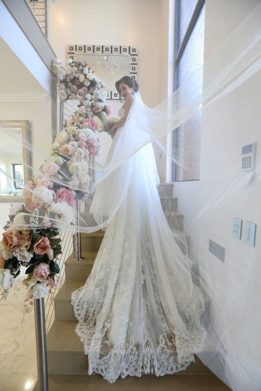 C2023-LA84A - sleeveless a-line open neck wedding gown with lace straps