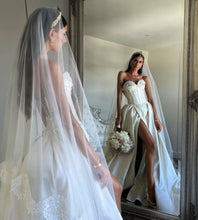 C2023-SS830 - sweetheart strapless sheath corset style wedding gown with detachable train