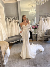 C2023-SS68L - strapless sweetheart beaded embroidery lace wedding gown with detachable long sleeves
