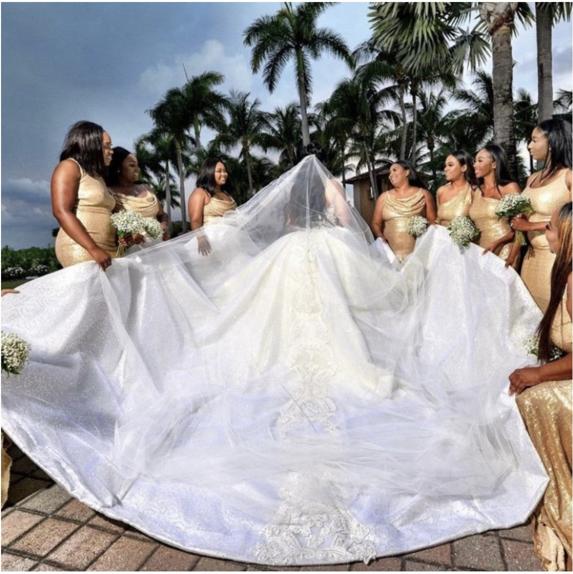 C2023-SF399 - strapless beaded fit-to-flare wedding gown with detachable satin train