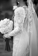 C2024-LSJ69 - backless long juliet sleeve wedding gown w v-neck