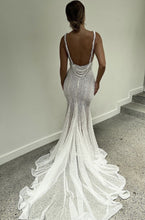 C2024-SB815 - pearl beaded sleeveless v-neck wedding gown