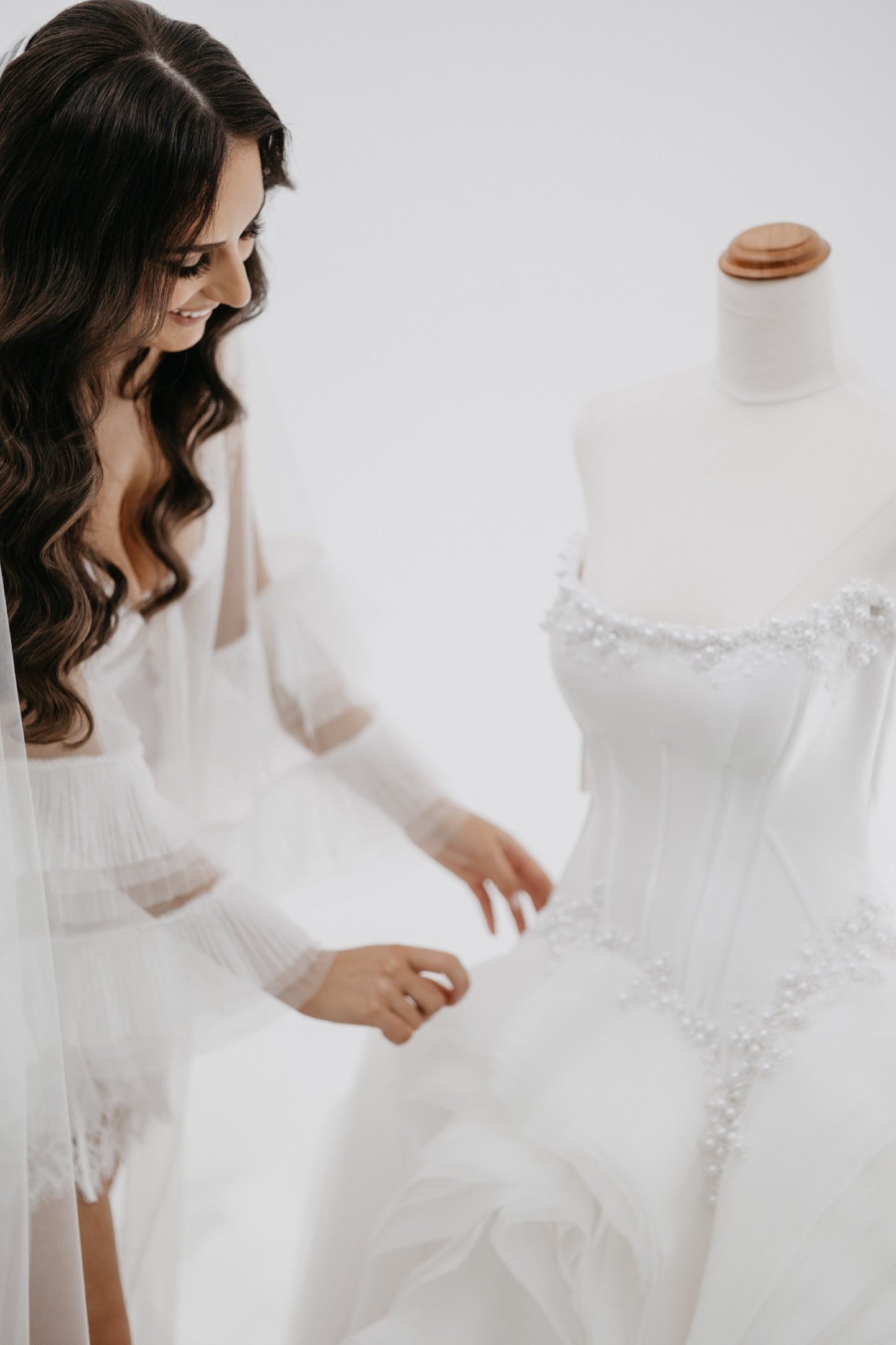 C2024-BG93 - strapless ball gown wedding dress w/pearl and crystal beading