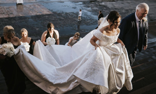 C2024-OS22 - off the shoulder ball gown wedding dress w cathedral train
