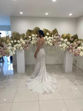 C2024-CB73 - vestido de novia con pedrería de cristal, manga larga transparente y cola desmontable