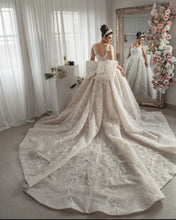 C2024-BG286 - sleeveless ball gown wedding dress with cathedral train and open bust line