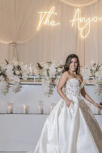 C2024-BG221 - strapless beaded embroidery wedding gown with detachable overskirt