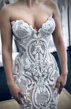 C2024-BG221 - strapless beaded embroidery wedding gown with detachable overskirt