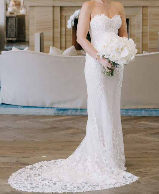 C2024-SF91 - sweetheart strapless wedding gown with flower motif embellishments