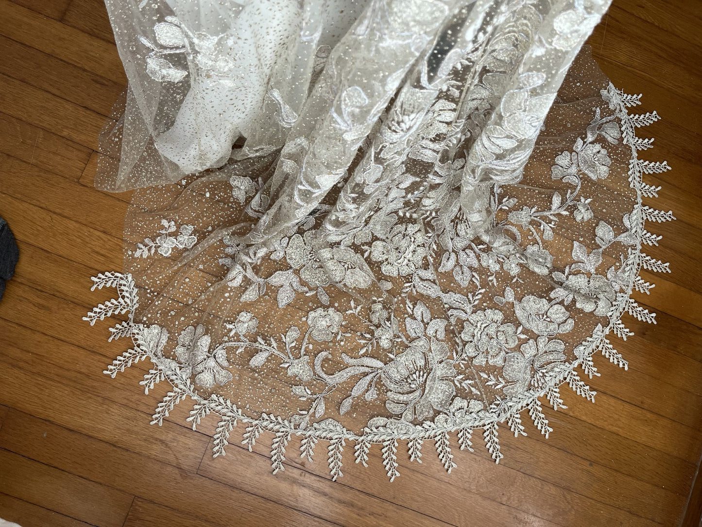 C2024-VE48 - cap sleeve vintage wedding gown with beaded embroidery & lace embellishments