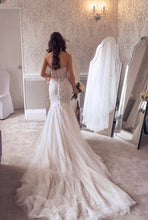 C2024-SS40L - robe de mariée bustier en dentelle avec applications de perles