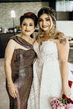 C2024-PS511 - Vestido de novia de talla grande sin tirantes con corte imperio y cola de falda desmontable