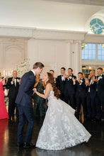 C2024-SA54 - Vestido de novia estilo corsé sin tirantes con falda de encaje corte A