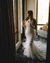 C2024-BF1 - beaded wedding gown with scoop neck and open back