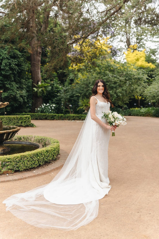C2024-B91 - sleeveless scoop neck beaded wedding gown