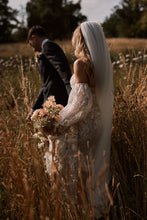 C2024-SL55D - strapless embellished wedding gown with detachable blouson long sleeves