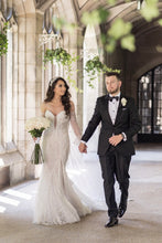 C2024-SS308 - strapless beaded wedding gown with detachable long sleeves