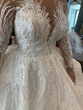 C2024-LS333 - Sheer illusion neck ball gown wedding dress with long sleeves