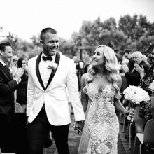 C2024-FS939 - ornate embroidered beaded wedding gown with sheer illusion neckline