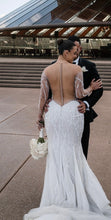C2024-GE229 - Sheer illusion crystal beaded wedding gown
