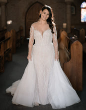 C2024-LS553 - illusion neckline wedding dress with long sheer sleeves