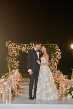 C2024-LS919 - Strapless a-line wedding gown with detachable sheer long sleeves and illusion neckline