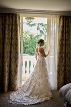 C2024-LS919 - Strapless a-line wedding gown with detachable sheer long sleeves and illusion neckline