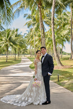 C2024-LS919 - Strapless a-line wedding gown with detachable sheer long sleeves and illusion neckline