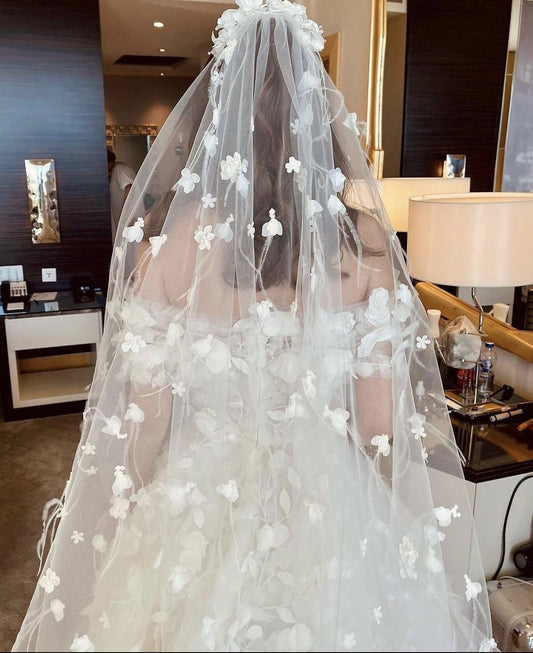 C2024-BG44G - off the shoulder a-line wedding ball gown with 3D flower embellishment detail