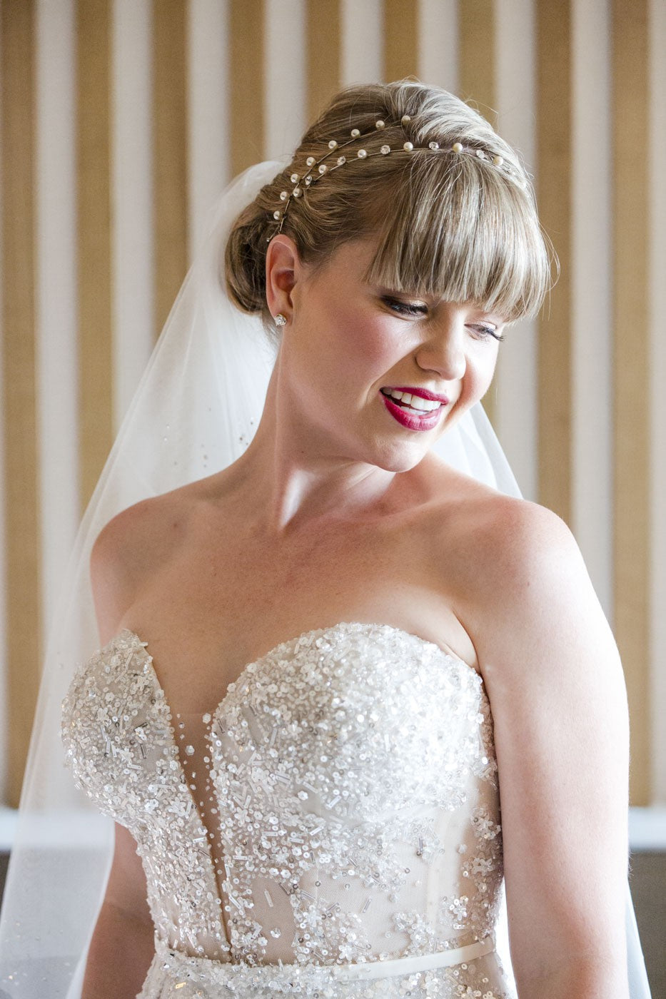 C2024-404 - strapless sequin beaded wedding gown with empire waist