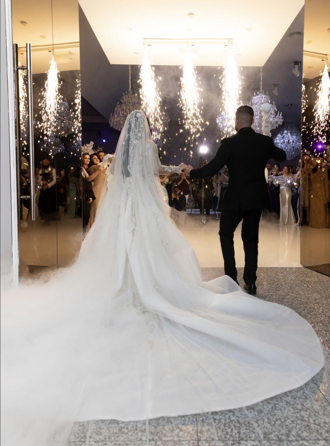 C2024-NAL110 - crystal beaded long sleeve wedding gown