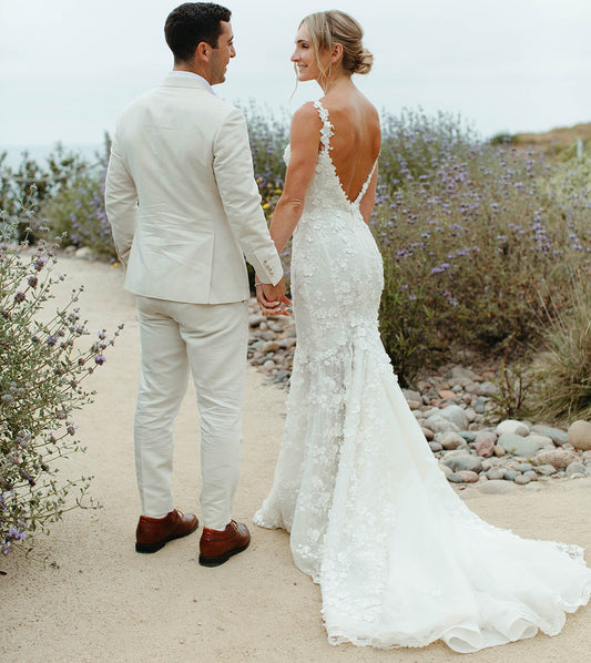 C2025-GL27 - sleeveless embroidered wedding gown