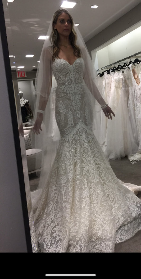 C2025-BB-431 - strapless embroidered fit-to-flare wedding gown