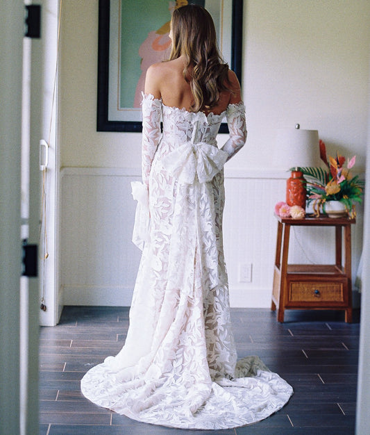 C2025-ES705 - strapless embroidered wedding gown