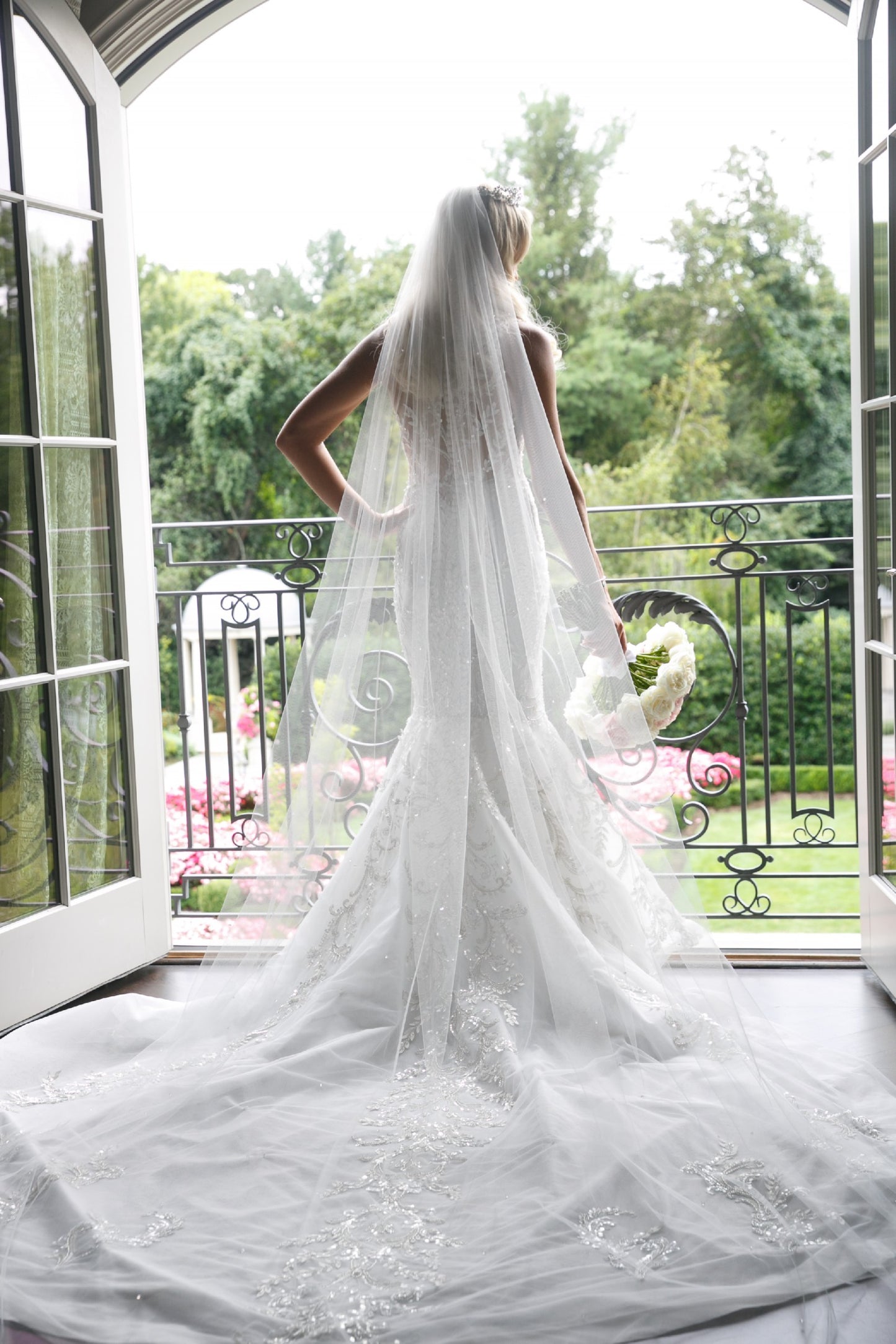 C2025-TW441 - sheer back sleeveless beaded wedding gown