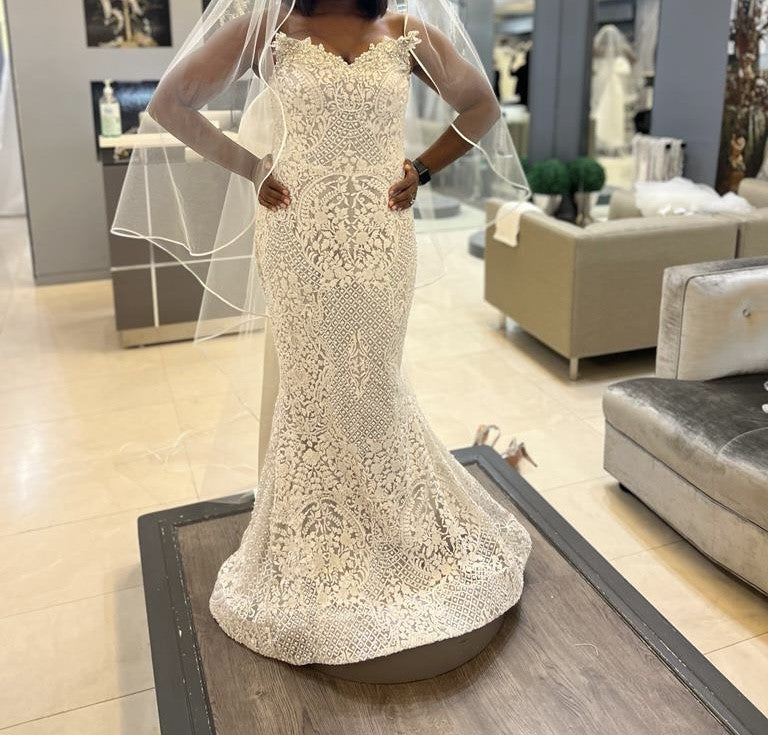 C2025-EA2830 - strapless ornate beaded and embroidered wedding gown