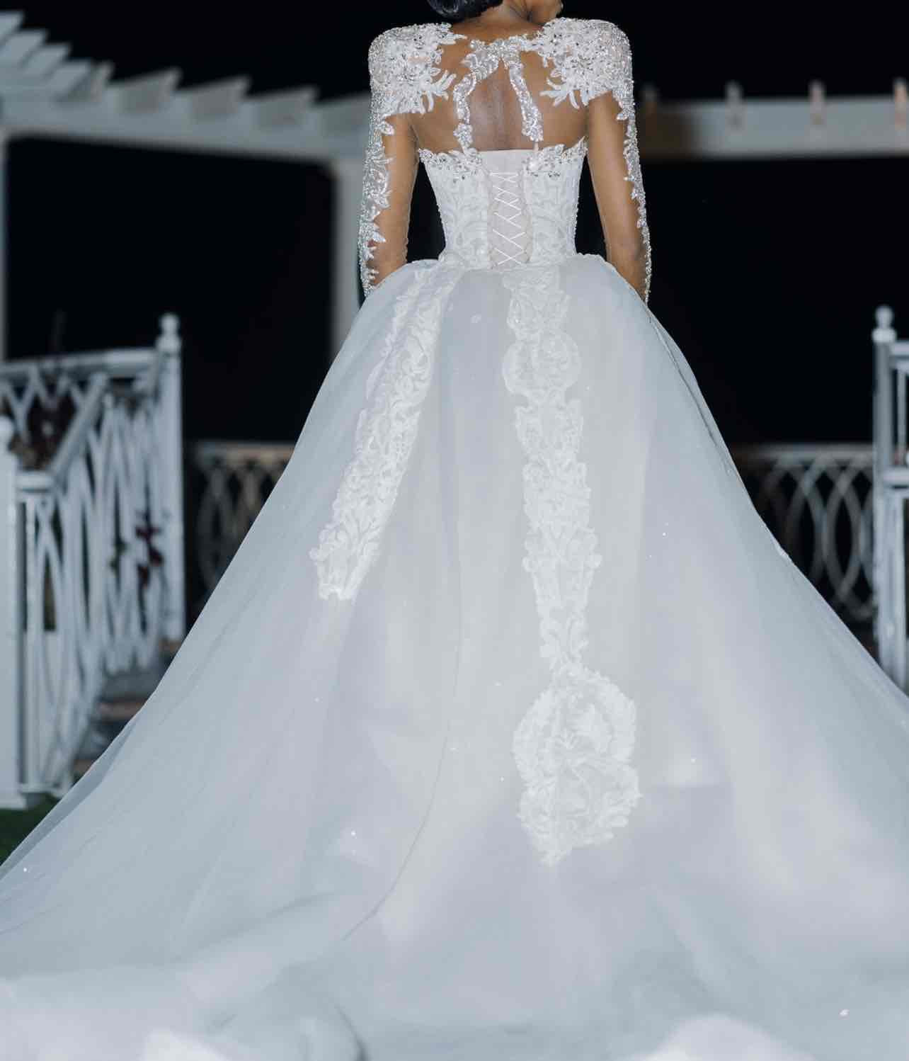 C2025-EA - Sheer long sleeve embroidered wedding gown