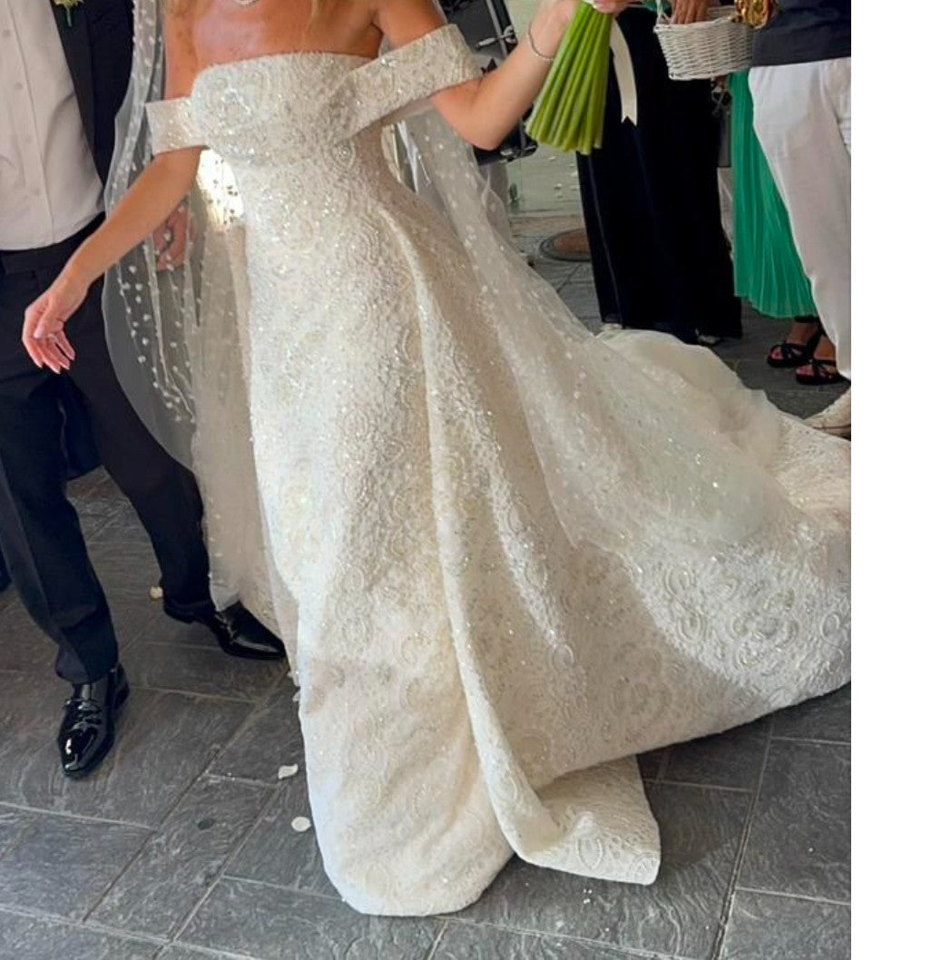 C2025-SK1125 - beaded off the shoulder wedding gown