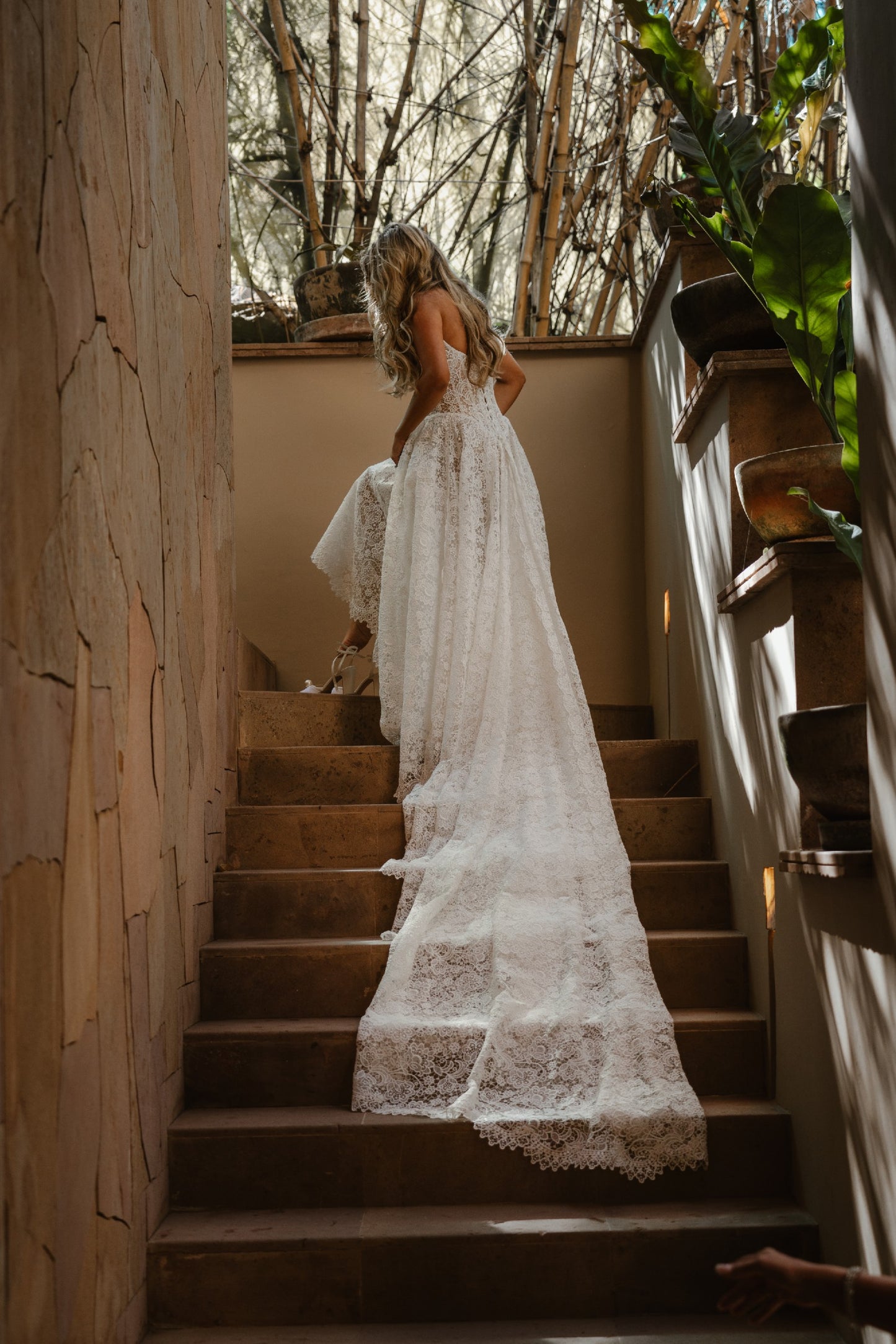 C2025-GL1176 - strapless lace corset a-line wedding gown